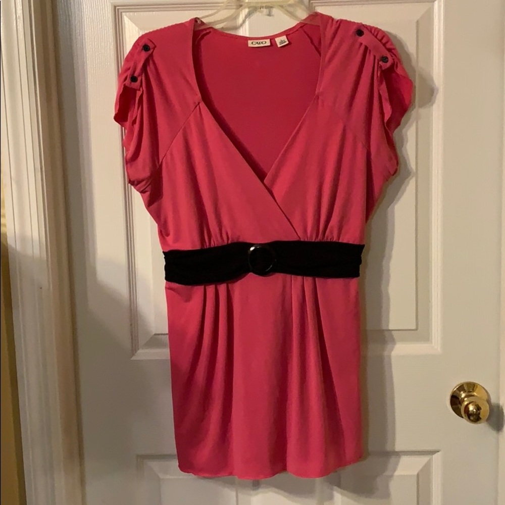 Pink Cato Shirt w/Black Belt